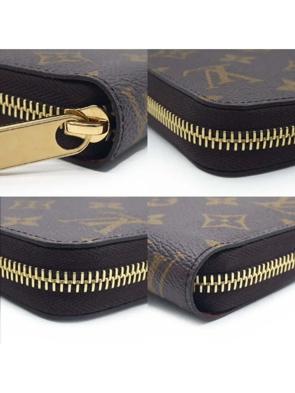 Louis Vuitton Zippy Wallet Coin Purse Brown Monogram Gold